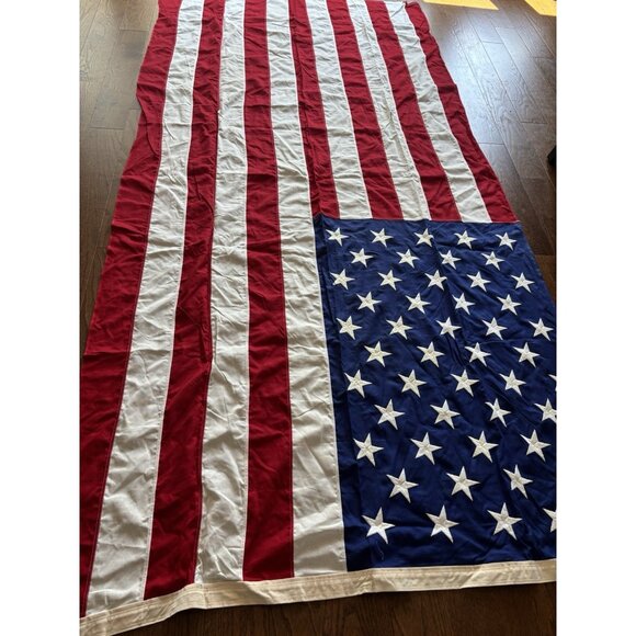 XLarge BEST Valley Forge 100% Cotton Bunting 50 Stars USA FLAG VTG 54" X 112” - Picture 1 of 7